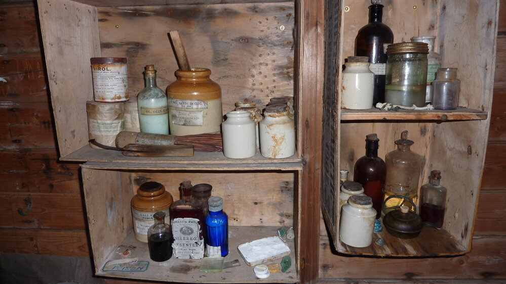 2010-11 Medical supplies and artefacts inside Shackleton's 'Nimrod' hut