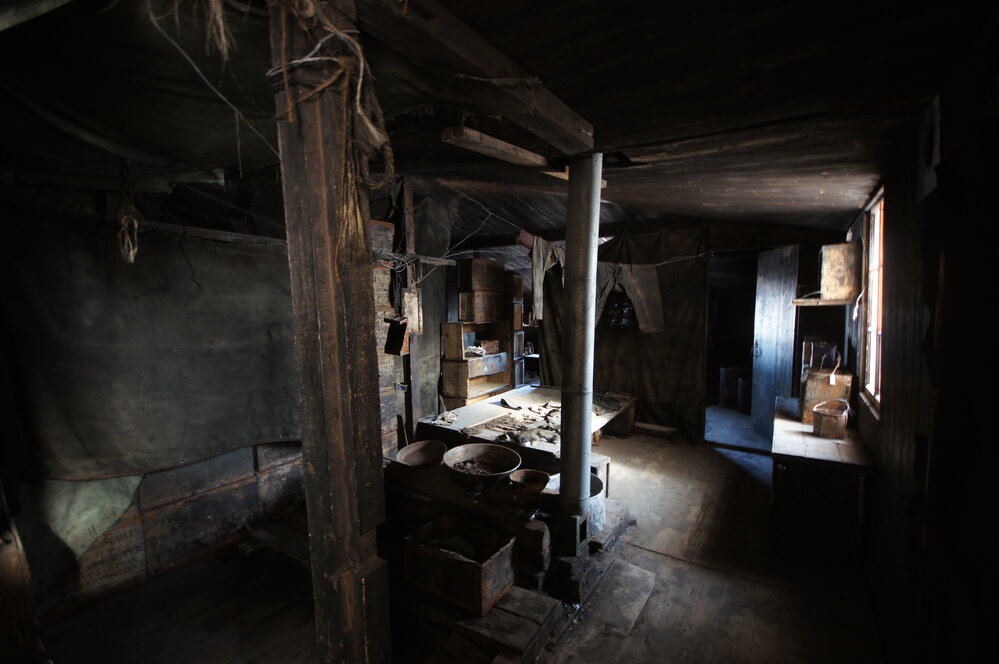 Stove area, Scott's 'Discovery' hut