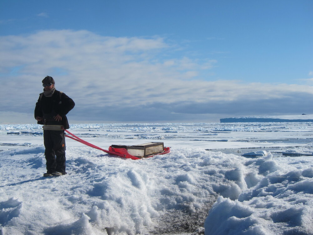 AHT Conservator John Kemister man hauling Venesta cases