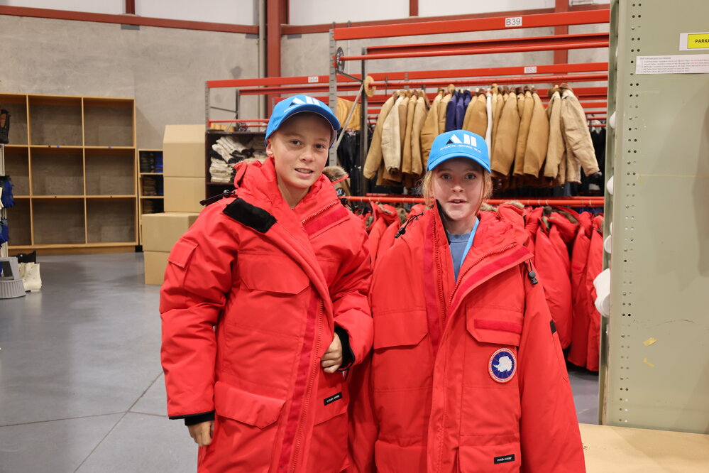 Young Inspiring Explorers T&Auml;mati and Maddy wearing USAP gear