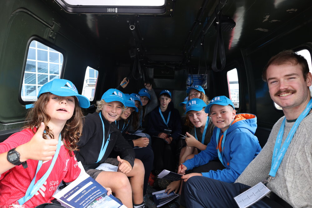 Young Inspiring Explorers ride in H&auml;gglunds at the International Antarctic Centre (003)