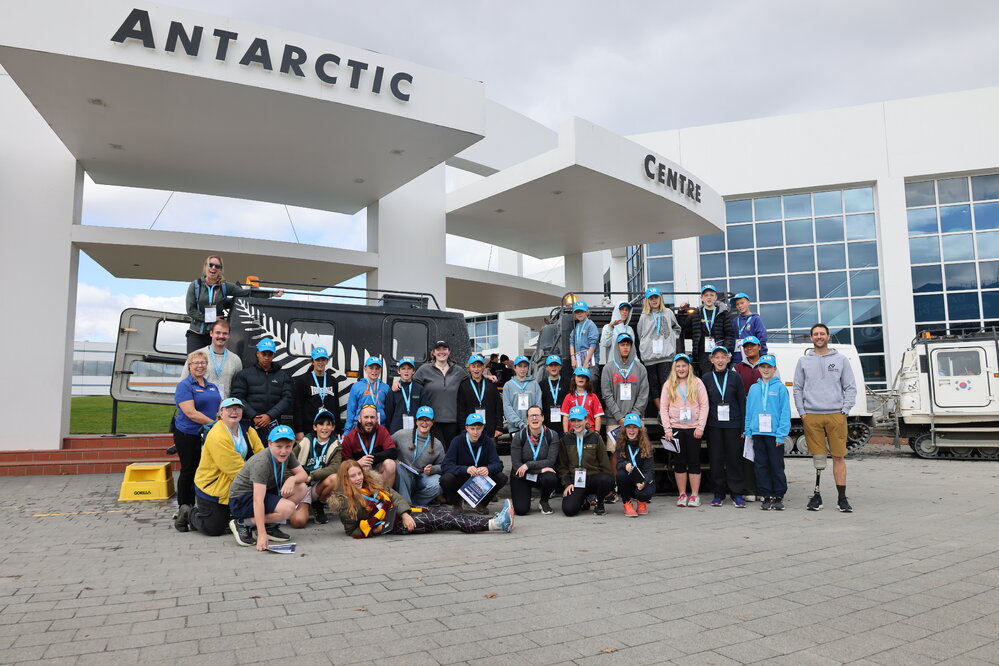 Group photo at the International Antarctic Centre at the Young Inspiring Explorers Summit (001)