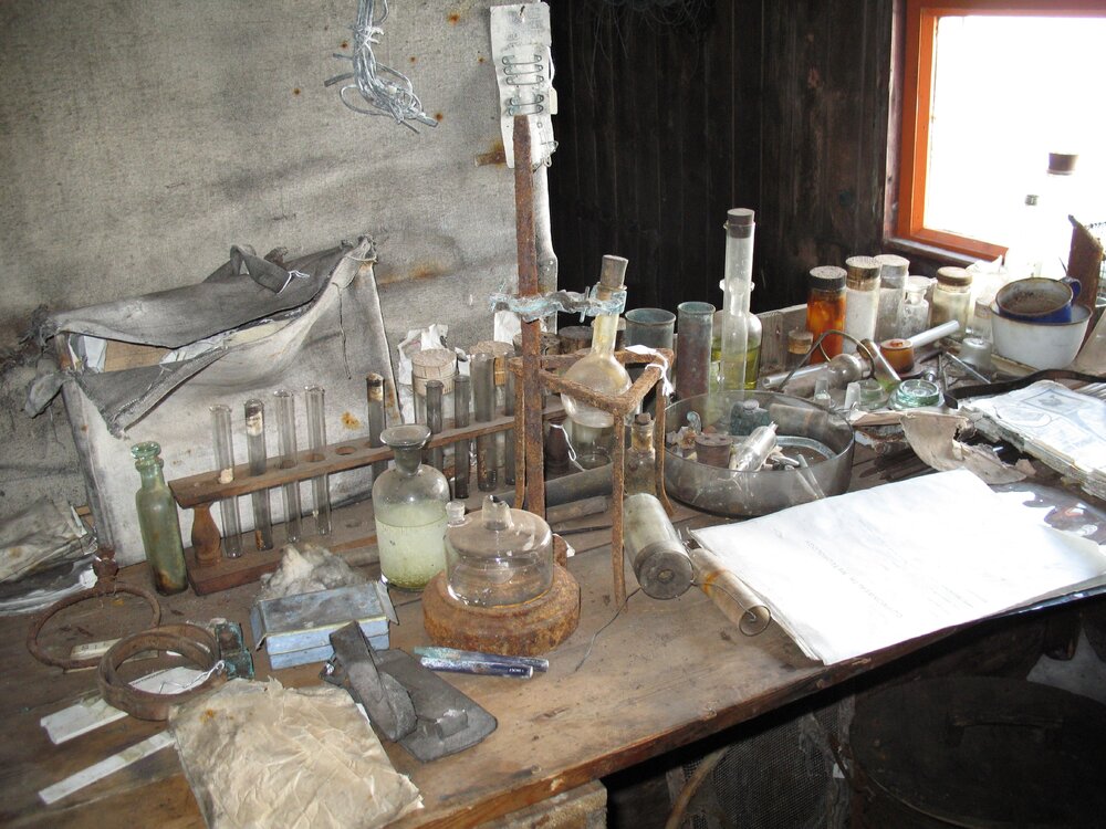 Biology area, south wall of Scott's 'Terra Nova' hut (001)