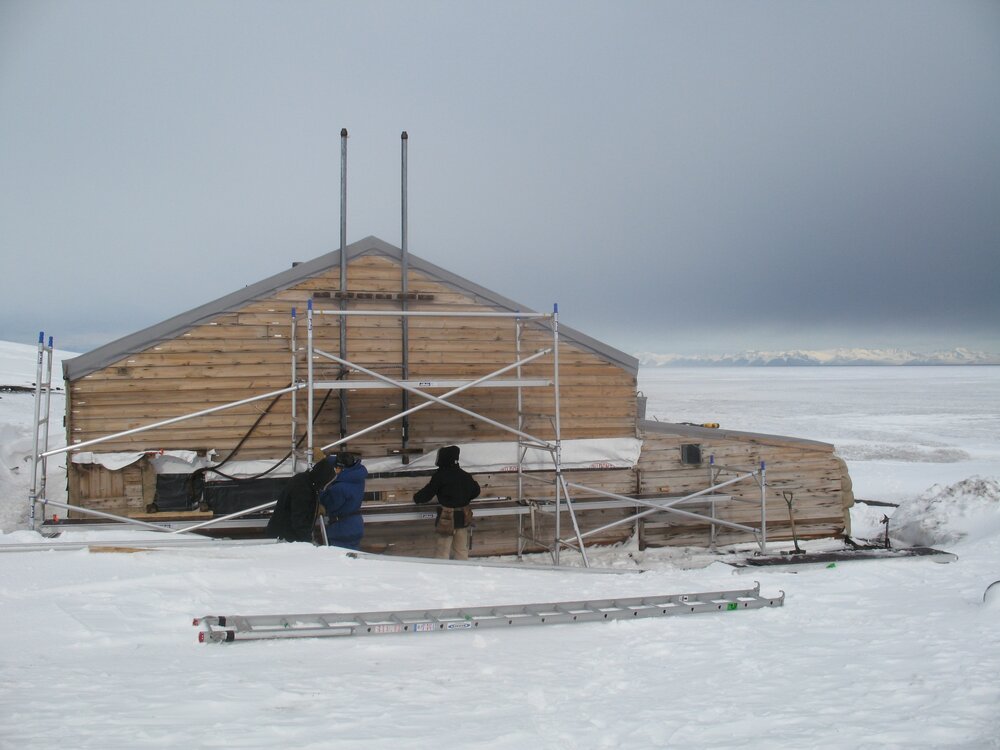 Scaffolding and work underway on East elevation (003)