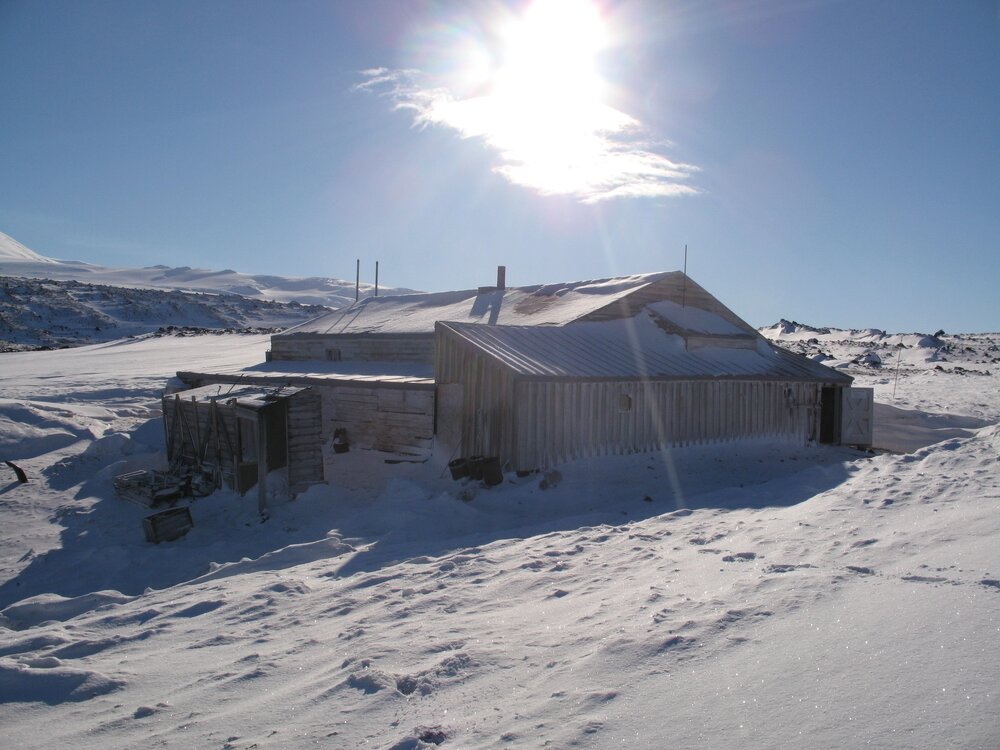NorthWest elevation and latrines, Cape Evans