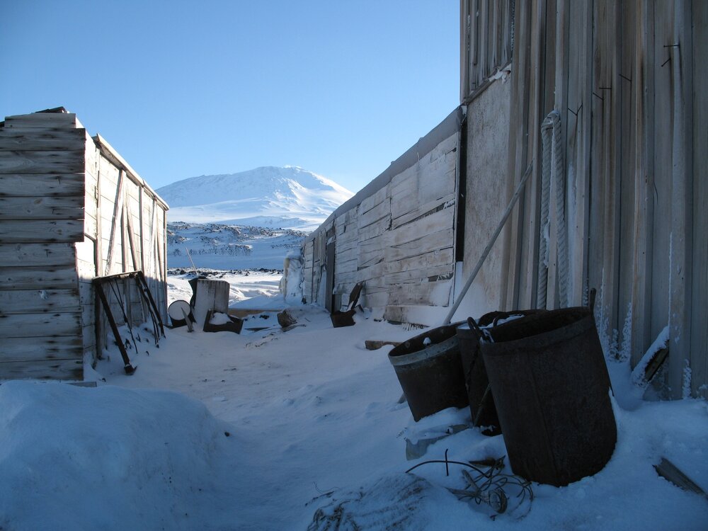 West wall and latrines, Scott's 'Terra Nova' hut