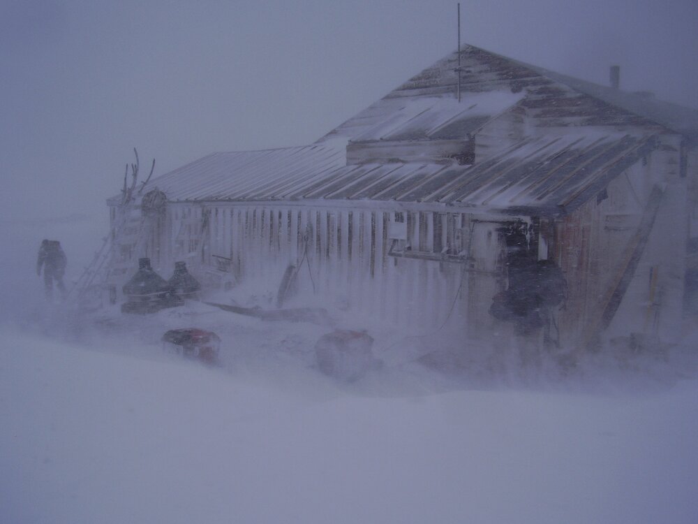 Weather event at Scott's 'Terra Nova' hut, West elevation