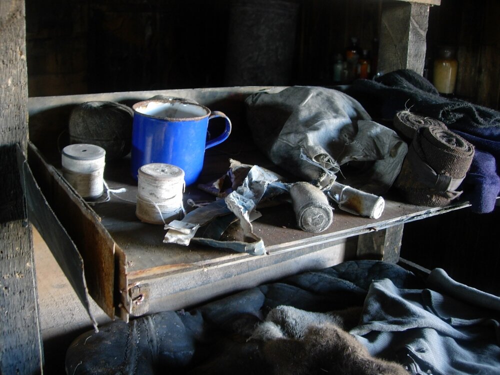 Shelf on end of Wright and Simpson's Bunks, Scott's 'Terra Nova' hut