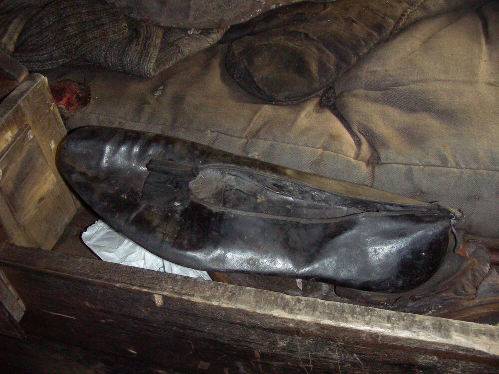 Dress shoe inside Scott's 'Terra Nova' hut