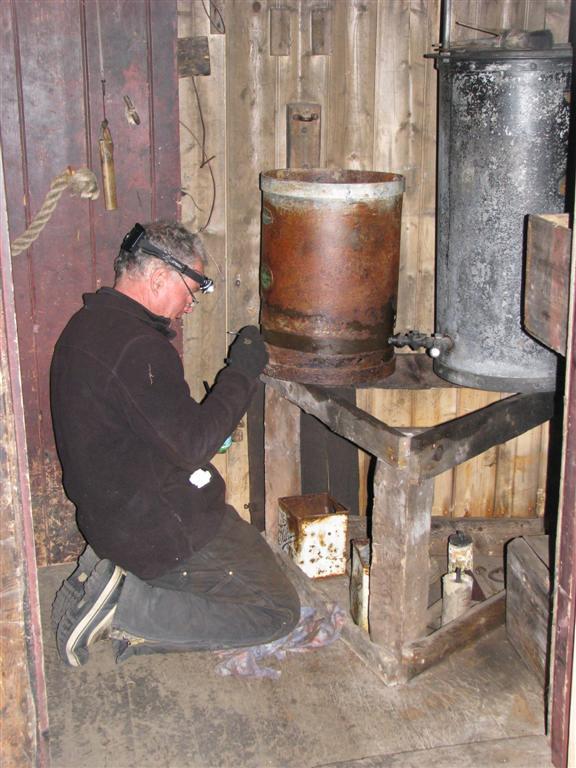 Conservator John Kemister conserving Acetylene Plant