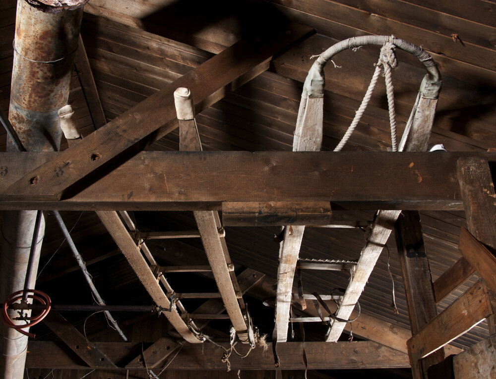 Sledges stored in the rafters, Scott's 'Terra Nova' hut