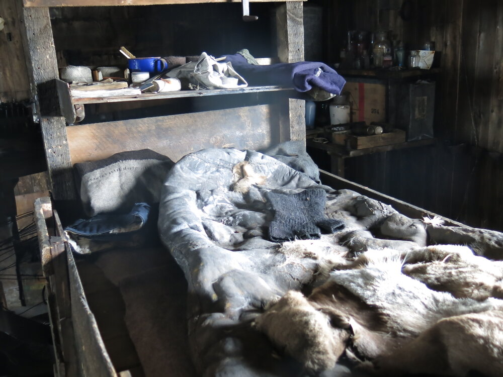 2014-15 Scott's 'Terra Nova' hut, interior, bunk bedding