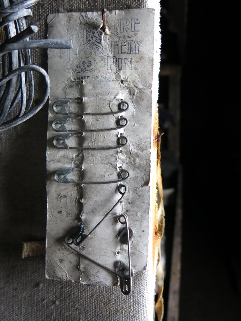2014-15 Scott's 'Terra Nova' hut, interior, Biology area safety pins