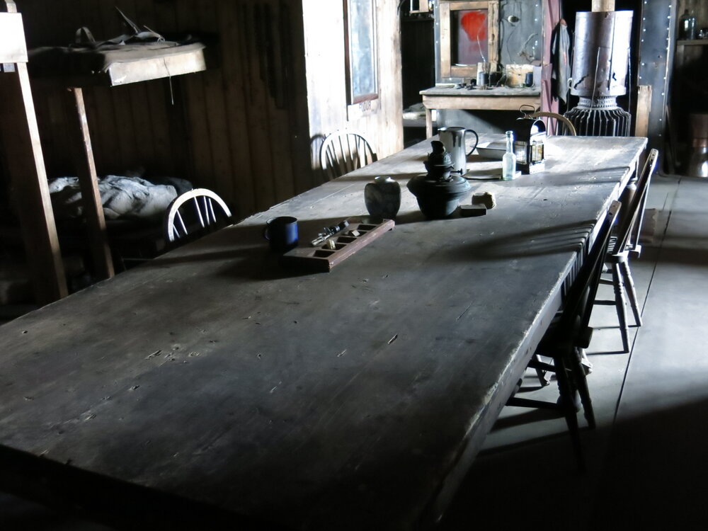 2014-15 Scott's 'Terra Nova' hut, interior, Wardroom table