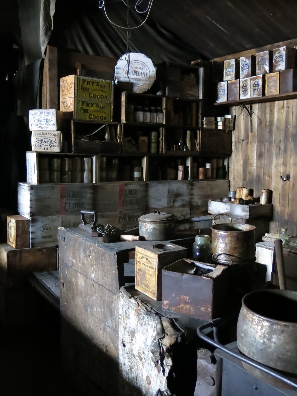 2014-15 Scott's 'Terra Nova' hut, interior, Galley area