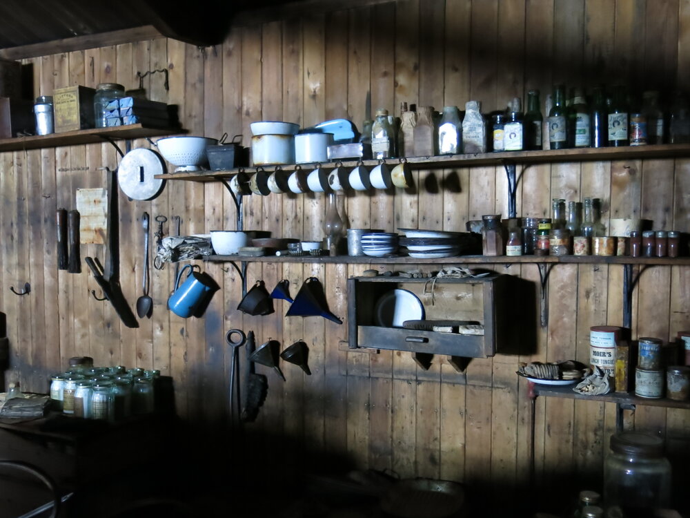 2014-15 Scott's 'Terra Nova' hut, interior, Galley area artefacts