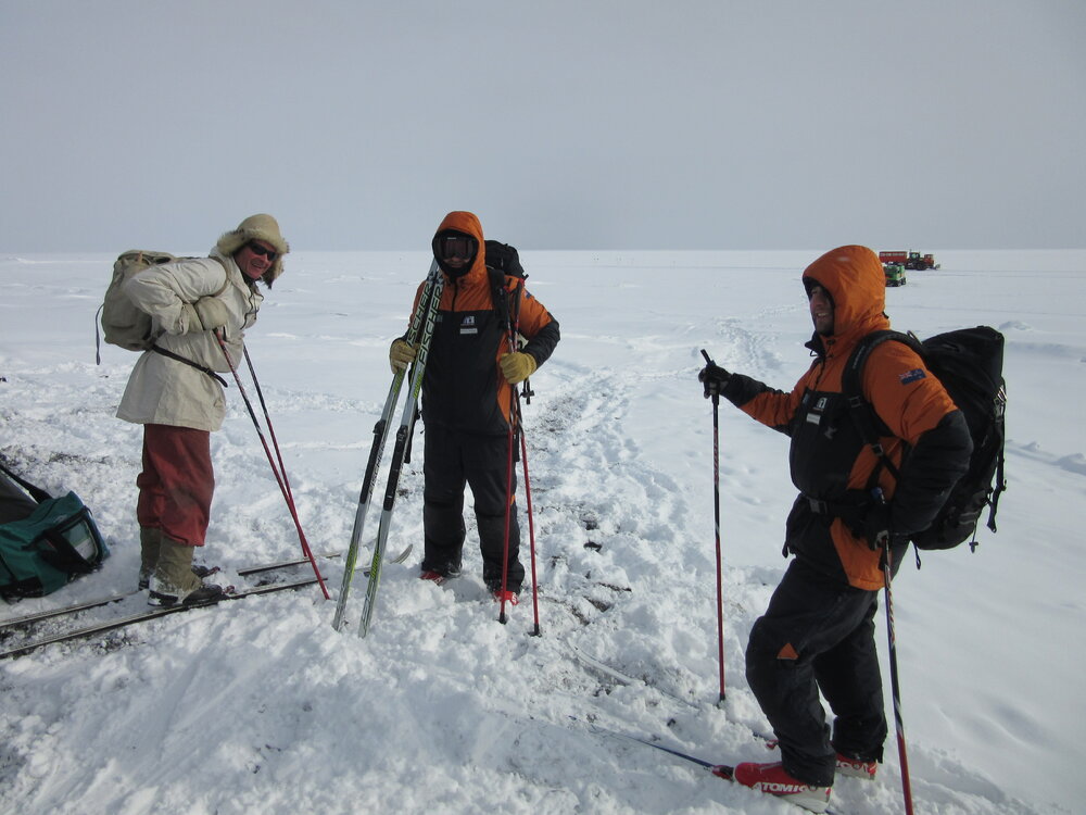 Norwegian team members skiing