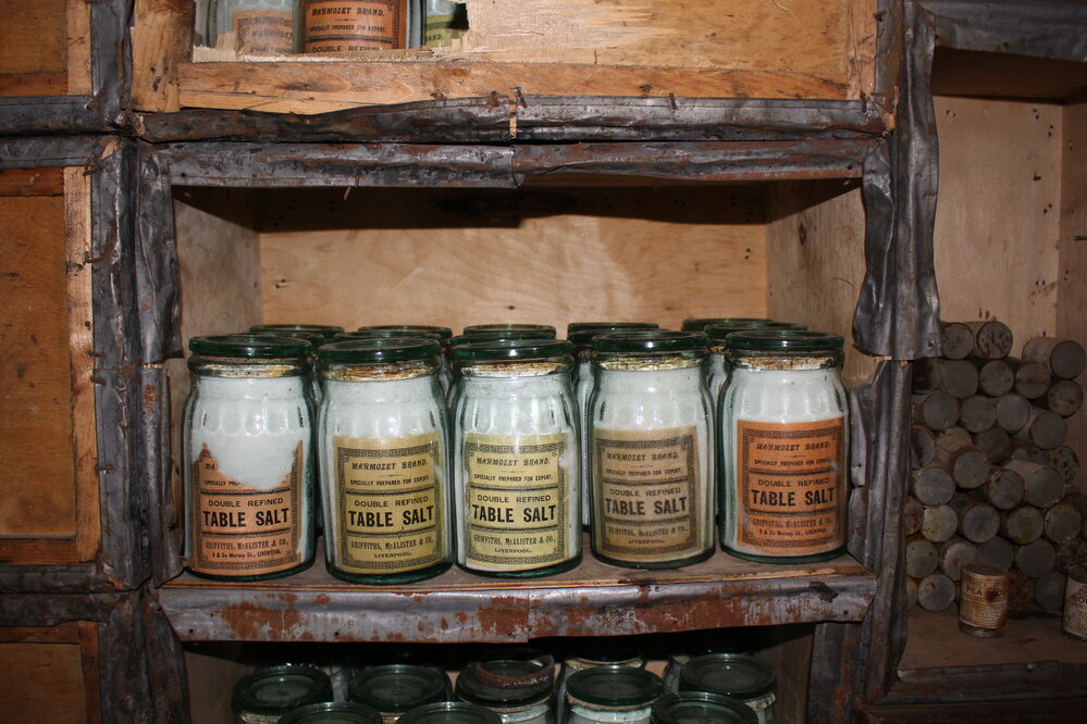 2016 Monitoring image - salt jars, Shackleton's 'Nimrod' hut 