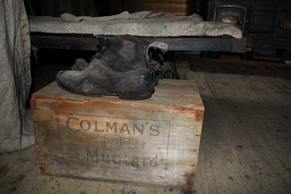 2016 Monitoring image - leather boots, Shackleton's 'Nimrod' hut 