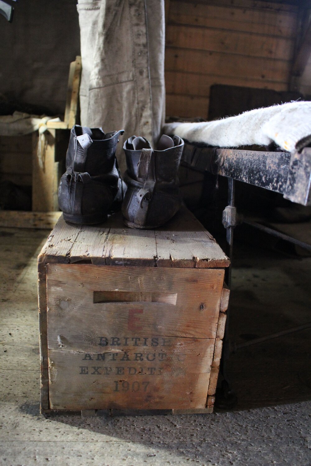2016 Monitoring image - leather boots, Shackleton's 'Nimrod' hut (002)