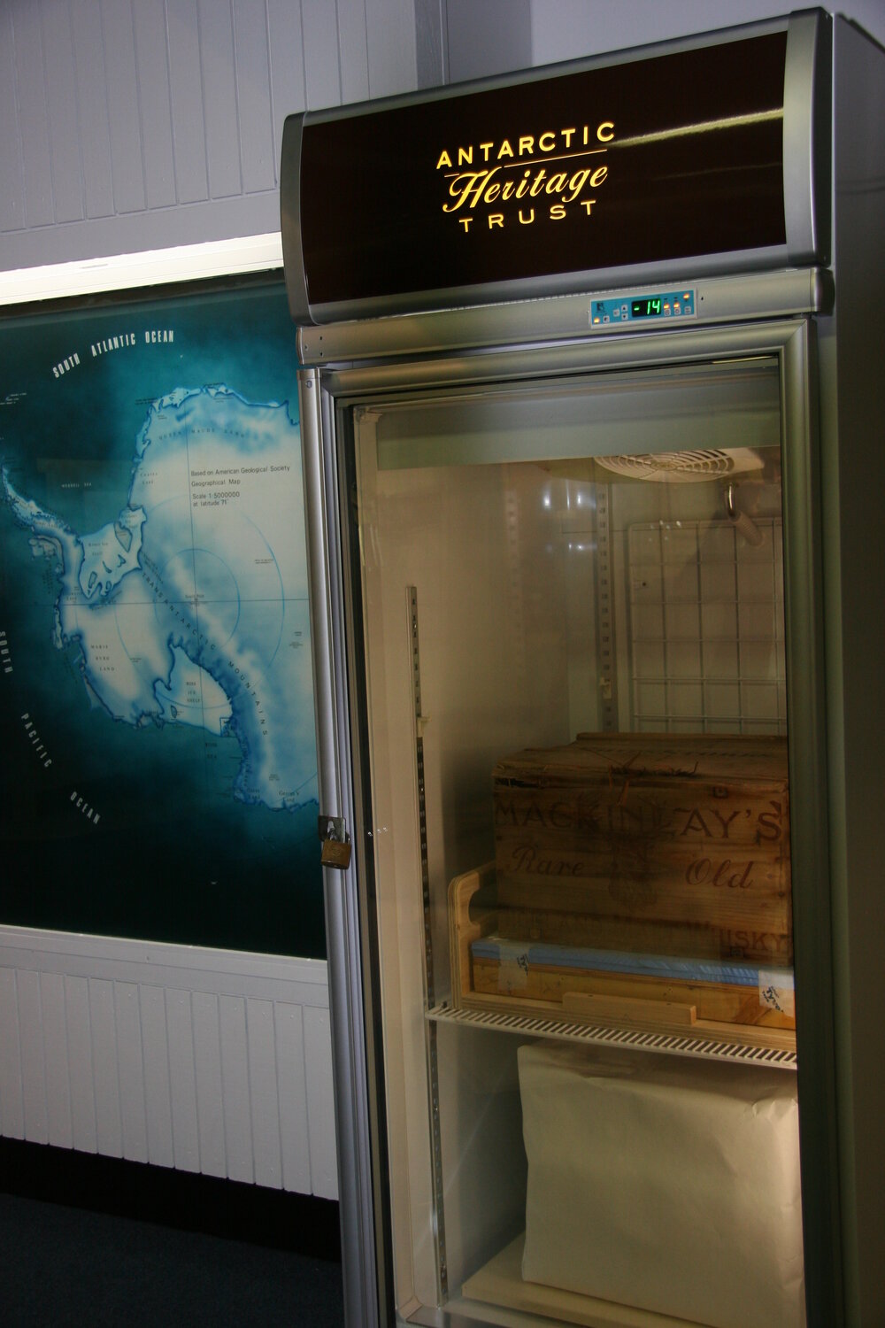 2010 Whisky crate installed in the thaw fridge inside Canterbury Museum