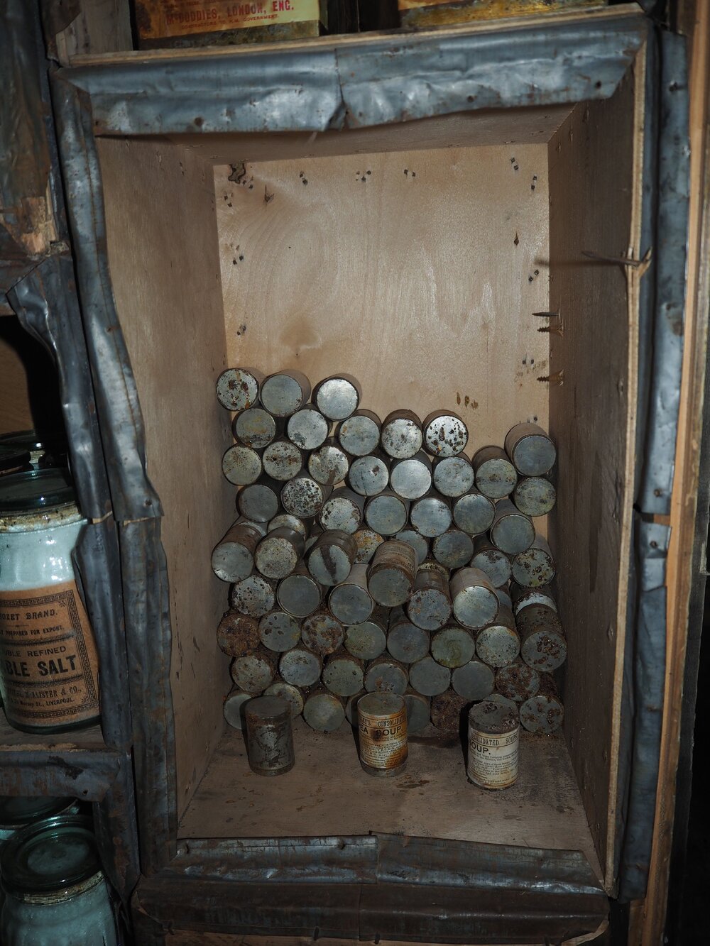 Bulkhead shelves, Shackleton's 'Nimrod' hut (001)