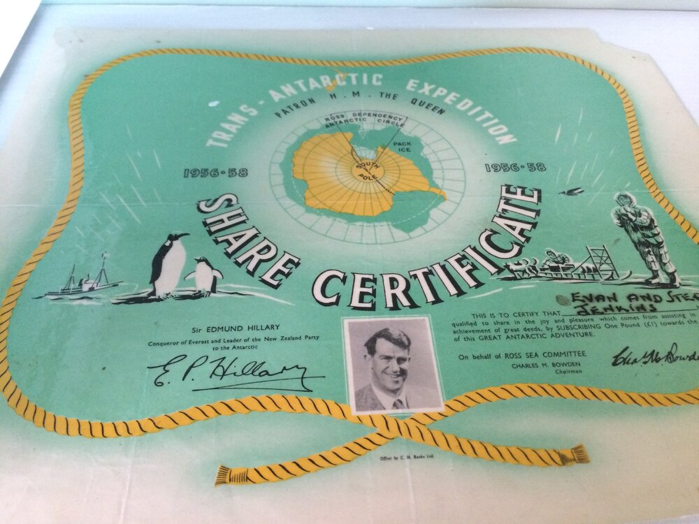 TAE Share certificate, Hillary's TAE/IGY hut