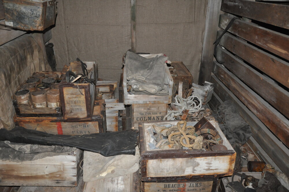 2013-14 Artefacts stored in the Stables inside Scott's 'Terra Nova' hut, Cape Evans (001)
