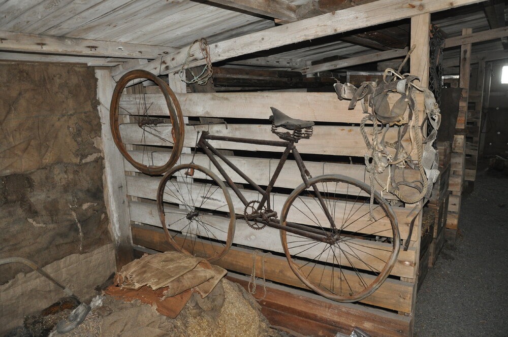 2013-14 Bicycle hanging in the Stables inside Scott's 'Terra Nova' hut, Cape Evans