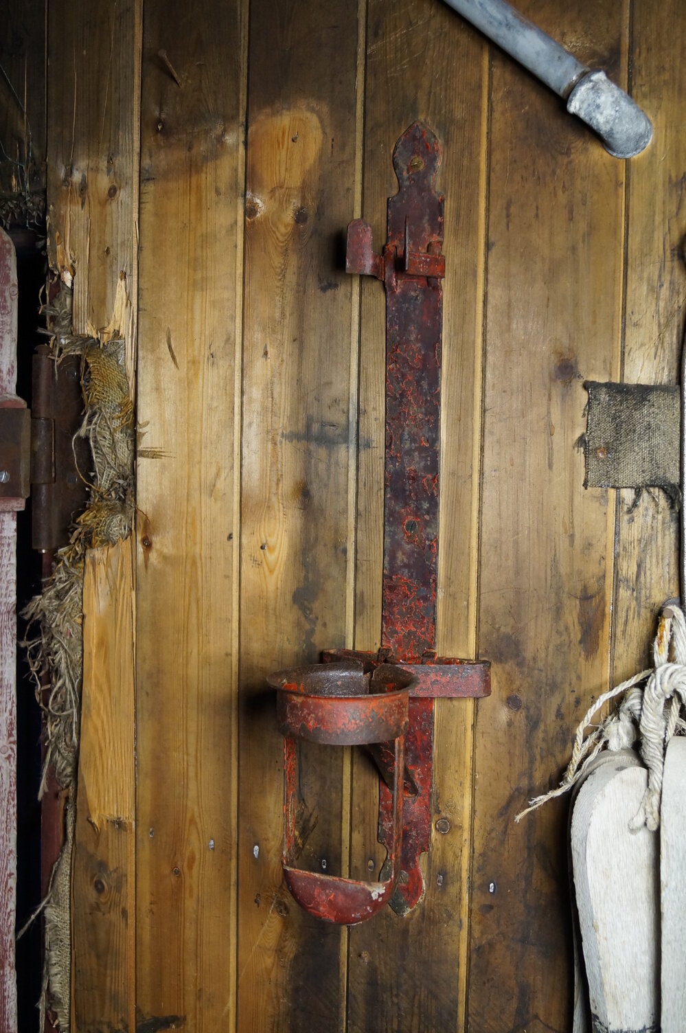 2013-14 Fire extinguisher bracket inside Scott's 'Terra Nova' hut, Cape Evans (002)