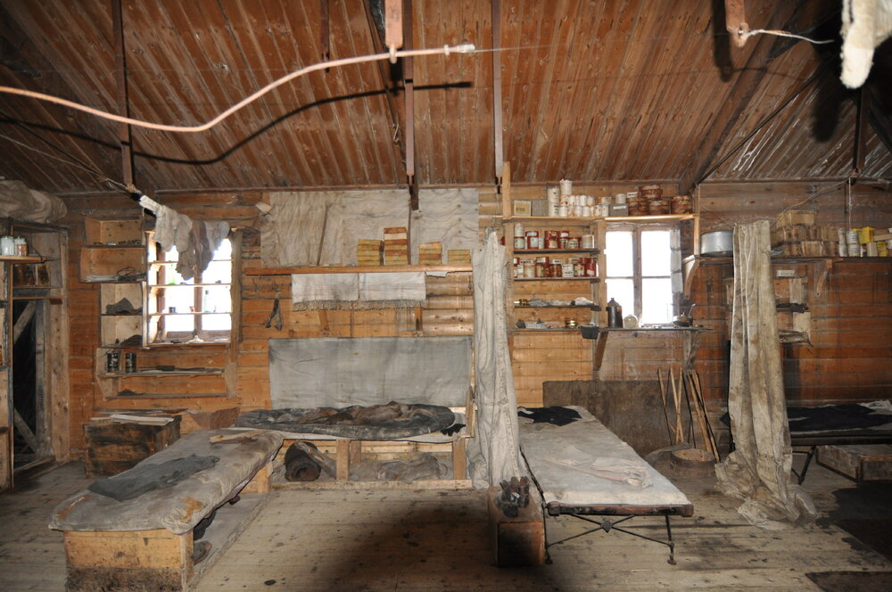 2013-14 North wall interior inside Shackleton's 'Nimrod' hut, Cape Royds