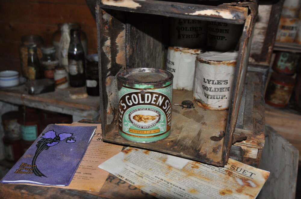 2013-14 Tin of Lyle's golden syrup, Shackleton's 'Nimrod' hut, Cape Royds