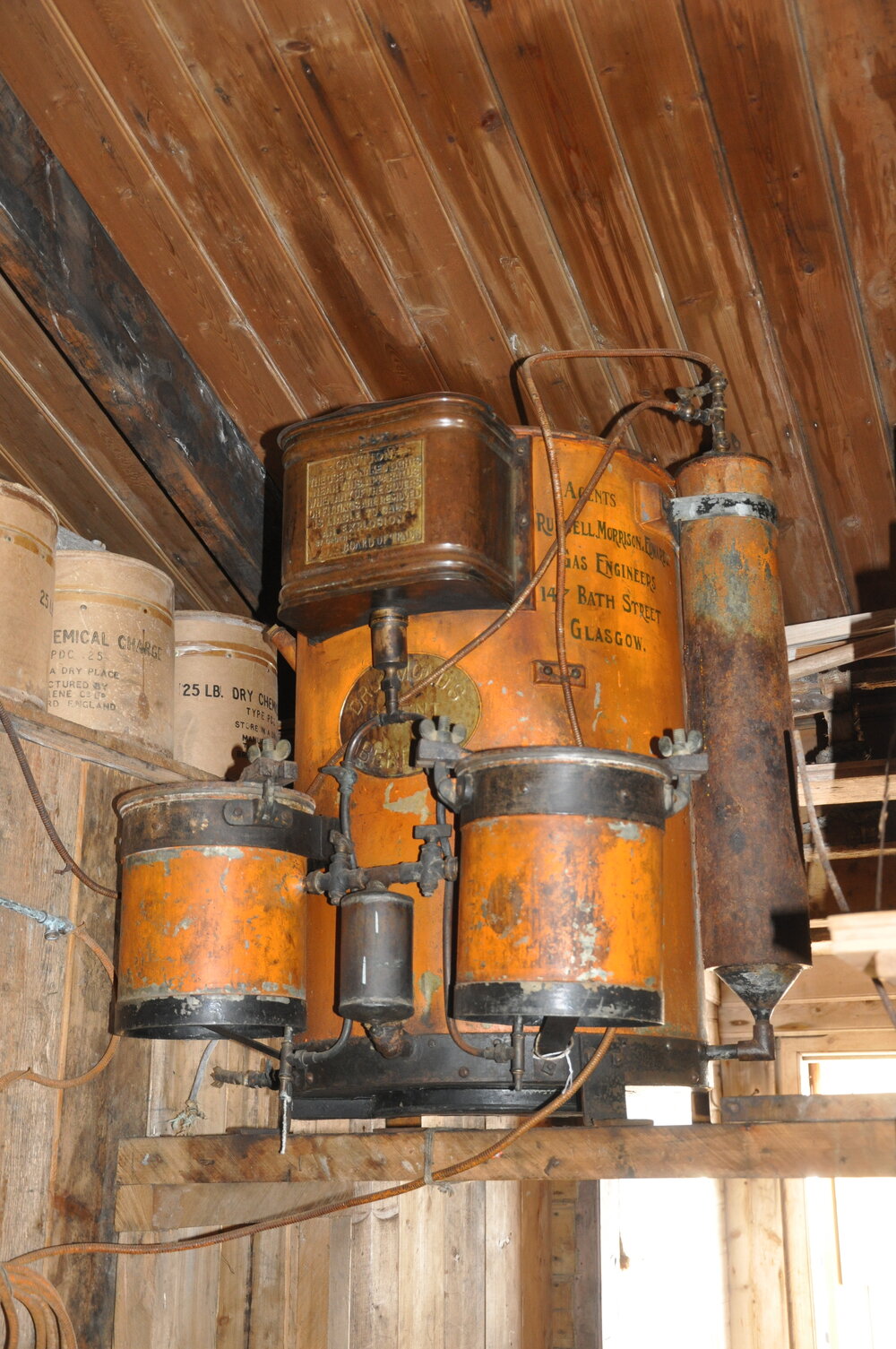 2013-14 Acetylene generator inside Shackleton's 'Nimrod' hut, Cape Royds