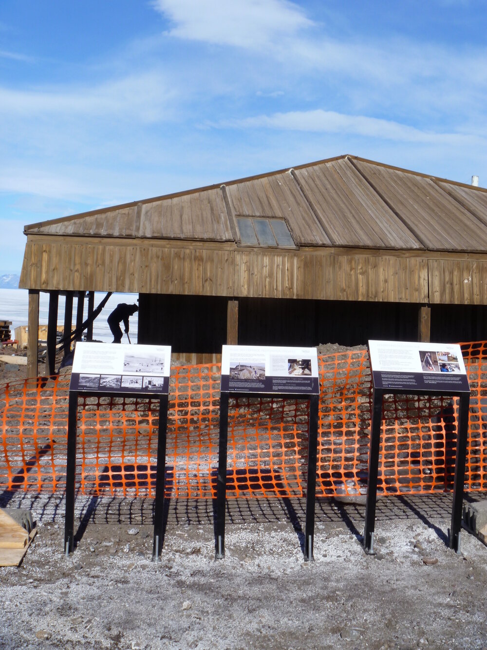 2013-14 Interpretation boards outside Scott's 'Discovery' hut, Hut Point (002)