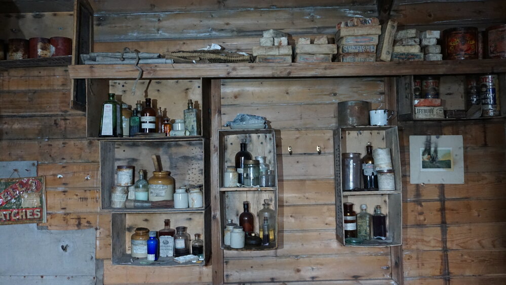 2022-23 Medicinal supplies inside Shackleton's 'Nimrod' hut