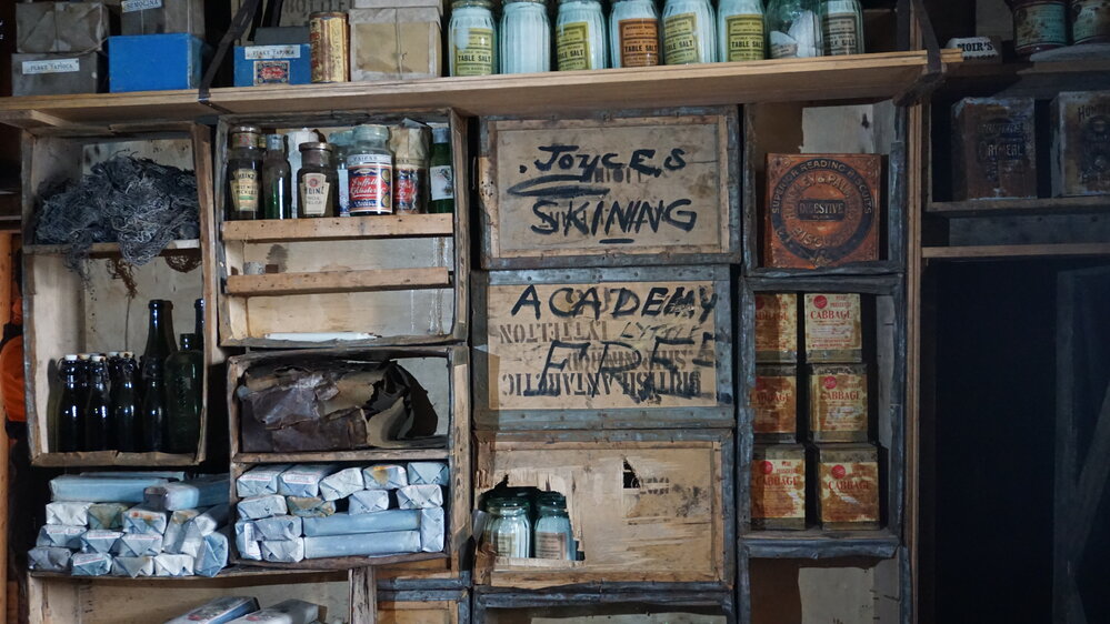 2022-23 Shelves outside the Darkroom inside Shackleton's 'Nimrod' hut