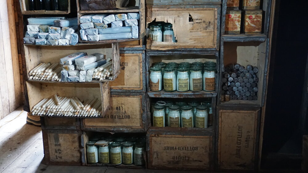 2022-23 Shelves outside the Darkroom inside Shackleton's 'Nimrod' hut