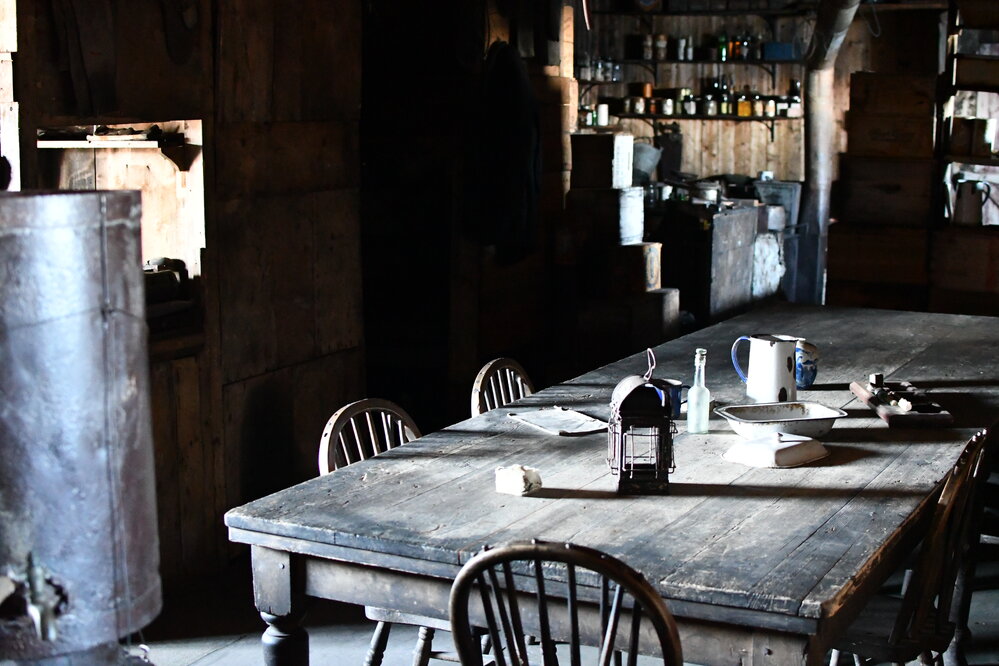 2022 Scott's 'Terra Nova' hut, interior, Wardroom table