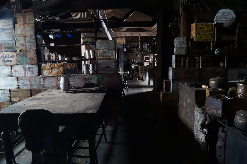 Messdeck looking east, Scott's 'Terra Nova' hut 