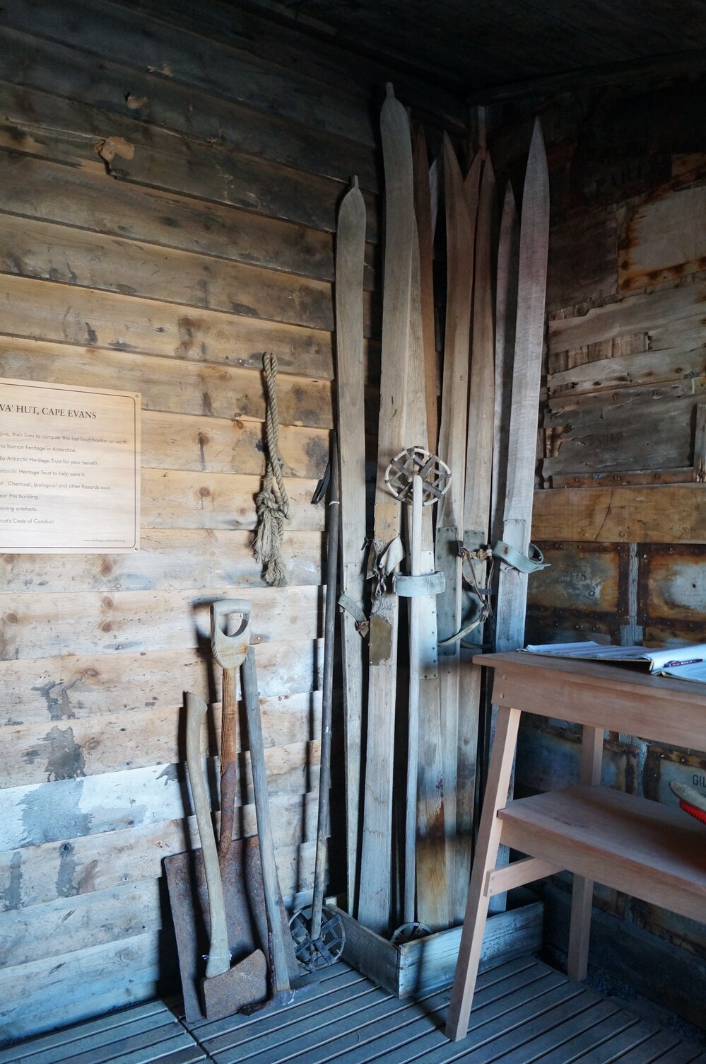 Ski's in Scott's 'Terra Nova' hut 