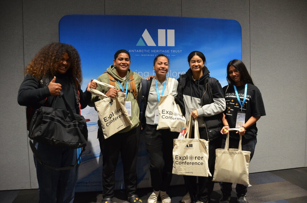 2024 Students with Explorer Conference tote bags