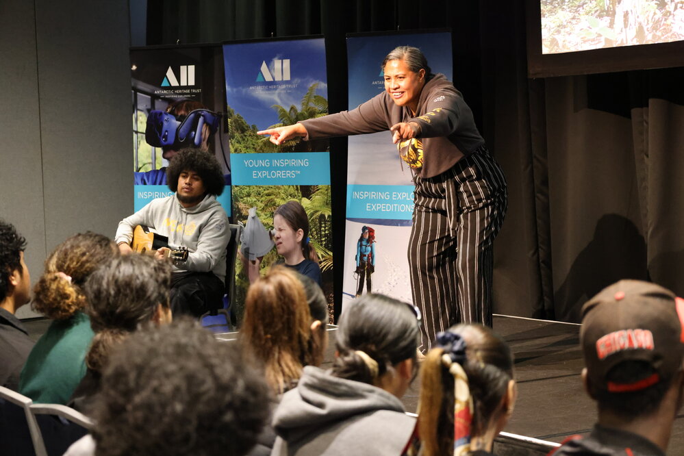 2024 Faumuina Felolini Maria Tafuna'I speaking at the Explorer Conference