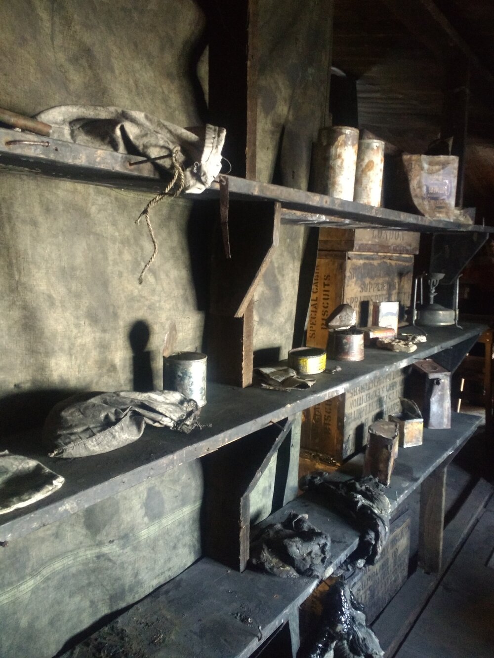 Physical lab shelves, Scott's 'Discovery' hut 