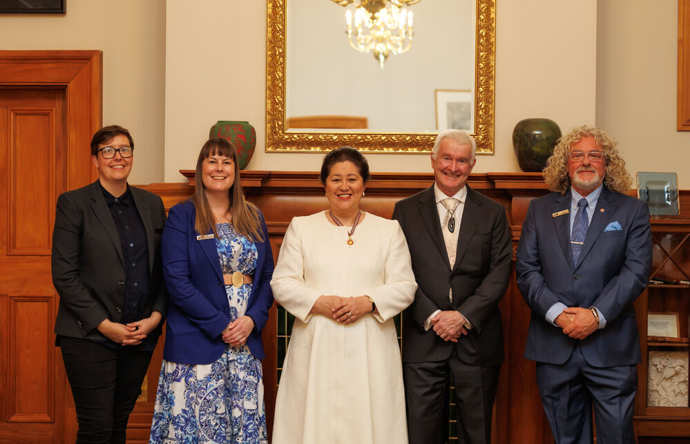 Aliesha Staples, AHT Executive Director Francesca Eathorne, Her Excellency The Right Honourable Dame Cindy Kiro, His Excellency Dr Richard Davies, Mark Stewart