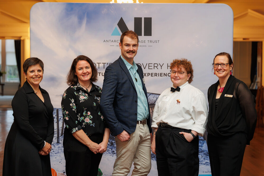 Antarctic Heritage Trust Education team at the launch of the Scott's 'Discovery' hut Virtual Reality Experience