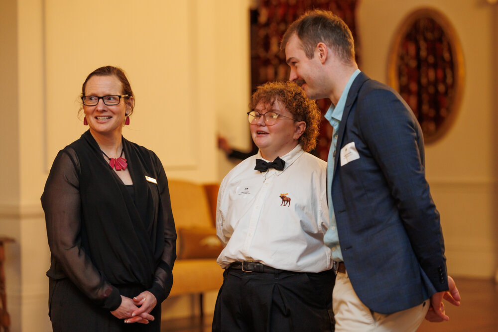 Antarctic Heritage Trust Staff Adelma Matthews, Lucy Howell, and Arek Aspinwall at the launch of the Scott's 'Discovery' hut Virtual Reality Experience