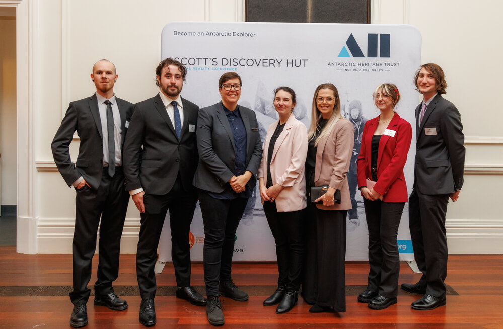 Staples VR team at the launch of the Scott's 'Discovery' hut Virtual Reality Experience