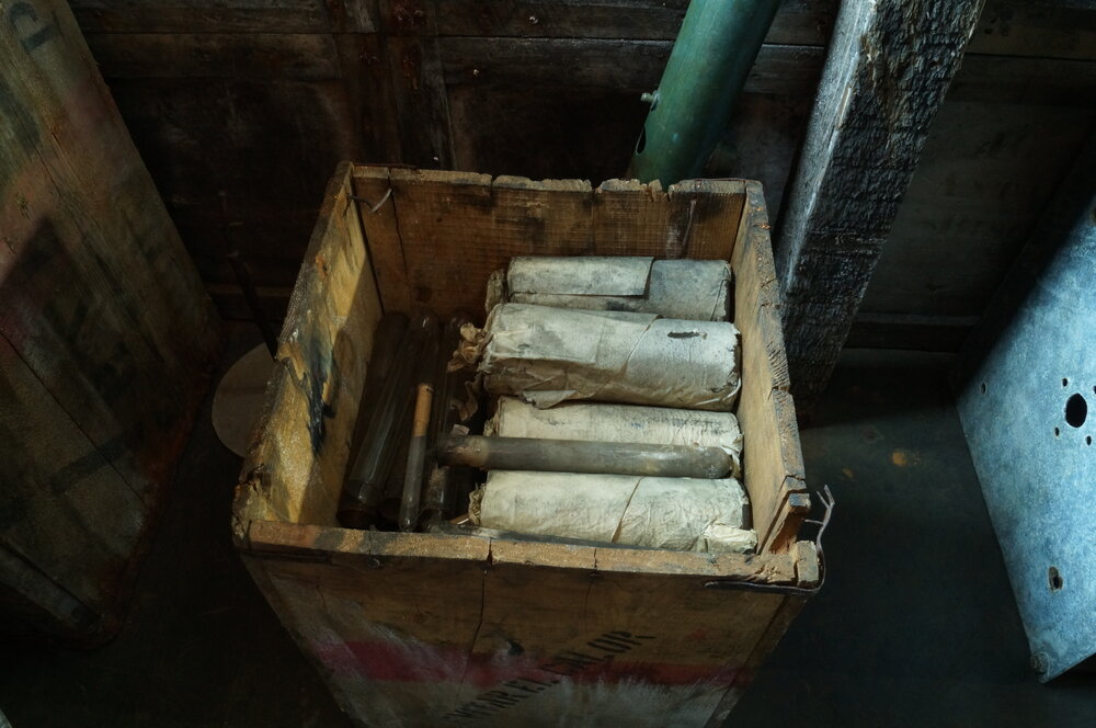 2013-14 Box of packaged test tubes inside Scott's 'Terra Nova' hut, Cape Evans (002)