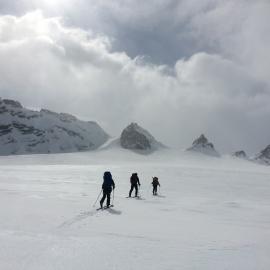 Inspiring Explorers approaching a pass on their traverse of South Georgia