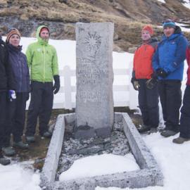 The full team at Ernest Henry Shackleton's Grave at Grytviken, South Georgia